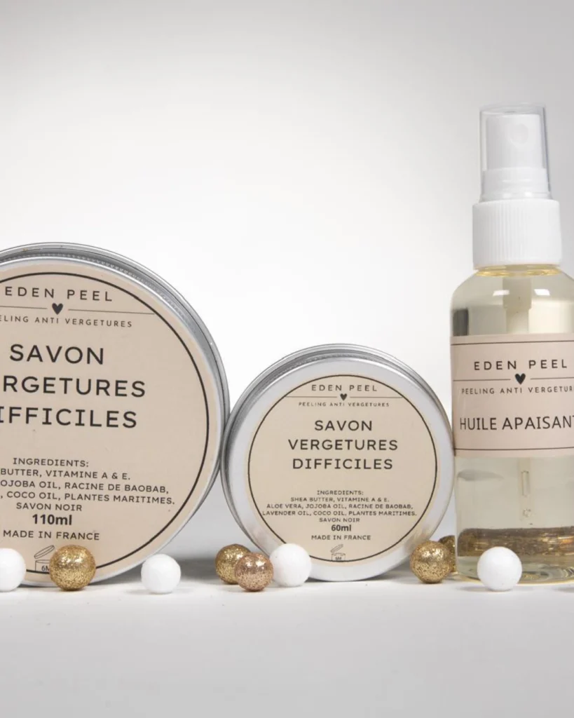 Soins anti-vergetures & peeling efficaces – Made in France pack savon huile 819x1024